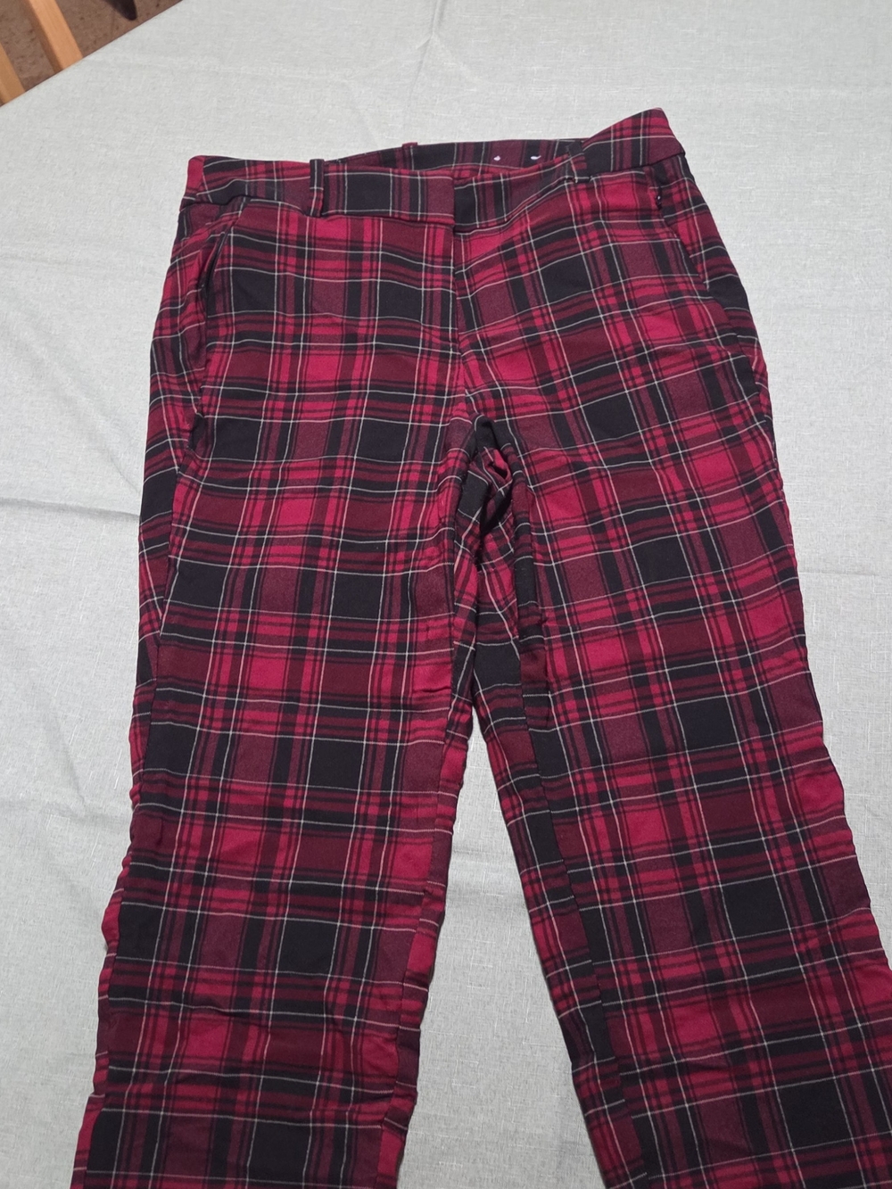 Women's Red Plaid Dress Pants